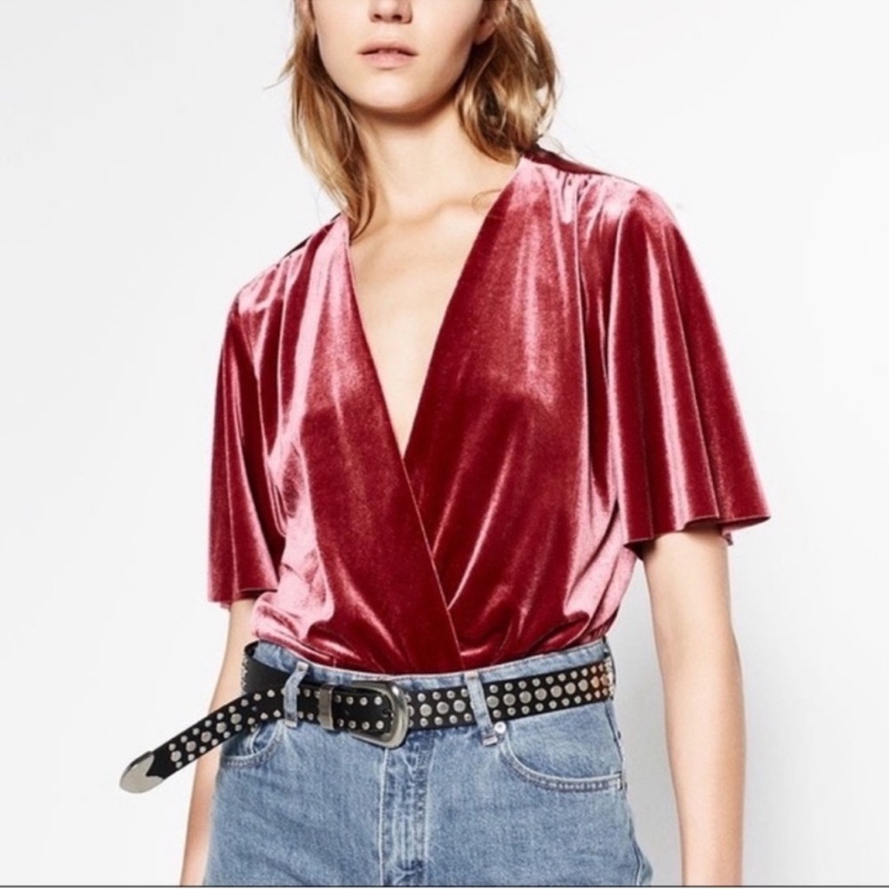 Zara velvet bodysuit